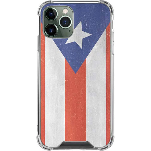 Puerto Rico Flag Distressed iPhone 12 Pro Clear Case